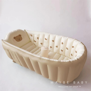 韩国ins婴儿洗澡盆多功能折叠宝宝，充气大号浴桶家用新生儿童用品