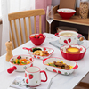 草莓带手柄家用陶瓷餐具套装，日式可爱厨房，烘培烤盘微波炉焗饭盘