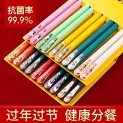 筷子家用一人一筷防滑防霉耐高温合金筷子日式家庭专人专用筷套装