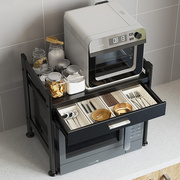 厨房微波炉架子置物架多功能带抽屉电饭锅收纳架家用台面烤箱支架