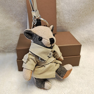 23b熊挂件(熊挂件)羊绒格子，泰迪熊创意风衣裸熊汽车，钥匙扣包挂件(包挂件)