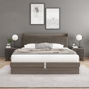 床现代简约双人1.8米婚床t主，卧室北欧1.5米软包床箱体床高箱储物