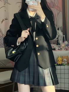 正版jk制服套装西装格裙全套秋冬日系女式学生学院风校供西服外套