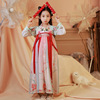  中国风长袖 古风连衣裙童加厚儿童女雪纺红虎红萌猫汉服