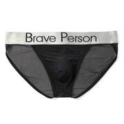 BRAVE PERSON男士内裤弹性锦纶网纱透气明筋低腰高叉三角裤BP1186