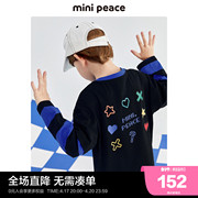 minipeace太平鸟童装春秋新男童(新男童)长袖t恤儿童黑色假两件上装2024