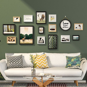 纪恒暄实木照片墙相框挂墙组合创意客厅加相片墙木质沙发背景墙像