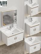 新中式浴室柜陶瓷一体盆现代太空，铝卫生间卫浴，洗手盆柜组合洗脸盆