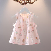 女宝宝夏季连衣裙0-1-2-3岁女童，洋气背心裙子婴幼儿，卡通连衣裙潮