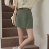 茉语家2023夏绿色(夏绿色)高腰，a字梨形，身材短裙小个子包臀半身裙女装