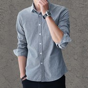 夏季牛津纺男士长袖白衬衫，宽松休闲外套韩版潮流，帅气短袖衬衣服寸