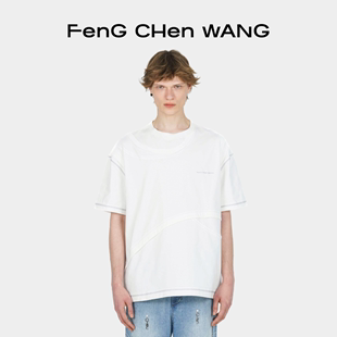 FengChenWang解构系列二合一明线装饰男女同款宽松夏短袖T恤