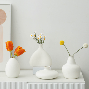 北欧现代简约素白陶瓷花瓶，摆件客厅电视柜，插花艺术水培桌面装饰品