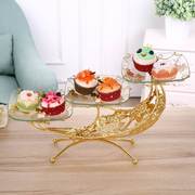 欧式水果盘家用客厅茶几创意个性，玻璃果盘奢华果篮三层果盆摆件