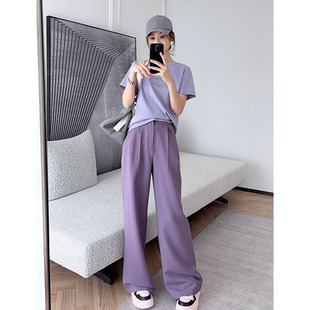 美洋meiyang70系列紫苏，西装裤tr高腰直筒，阔腿通勤ol长裤