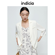 indicia七分袖一粒扣纯色西装外套2023夏季商场同款标记女装