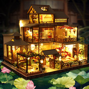 diy小屋日式别墅雅泉庭，手工制作材料，大型房子模型玩具生日礼