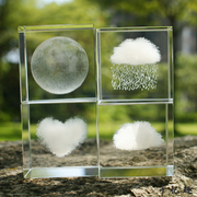 白云朵(白云朵)月球立方体，水晶玻璃桌面摆件小夜灯送男女朋友情侣创意礼物