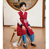 男童韩服朝鲜族服少数民族风长袍马甲三件套古装，传统演出服饰