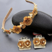 英国设计师TopWhit金色复古树叶珍珠花朵水钻发箍头箍巴洛克宫廷