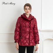 pinkmary粉红玛琍羽绒服，女2023冬季翻领，鹅绒服外套pmamw7611