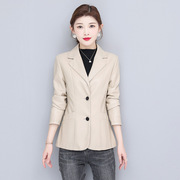 24春季时尚简约短款皮衣女，韩版显瘦机车皮夹克，洋气大码绵羊皮外套