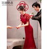 中式红色旗袍敬酒服2024平时可穿新娘，结婚回门礼服连衣裙夏季