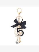 韩版创意手工系列蝴蝶结5字珍珠串，钥匙扣挂件时尚女包包挂饰