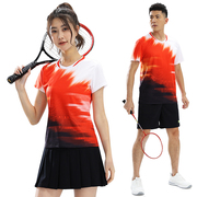 天识2024中国风羽毛球服上衣女款套装速干排球男网球运动短袖