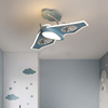 卧室吊扇灯儿童房吸顶灯卡通造型创意个性现代简约飞机风扇灯C2