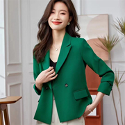 韩版西服外套女2023春秋，小个子气质设计感长袖短款黑色西装