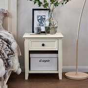 美式全实木床头柜白色小型抽屉储物柜子简约现代轻奢高级感床边柜