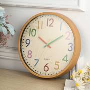 圆形彩色挂钟12寸卡通简约卧室客厅钟表儿童房墙上装饰时钟