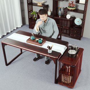 新中式实木茶桌书桌一体两用阳台泡茶桌椅，组合茶台家用茶台电脑桌