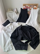 mona白黑色(白黑色)小众，别致休闲减龄宽松衬衫上衣背心裙短裤女2023夏季
