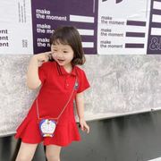 女童连衣裙2021小童卫衣裙可爱卡通，链条包两件(包两件)套裙韩版polo裙