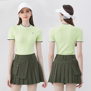 夏季高尔夫女装短袖t恤针织上衣golf女韩版速干透气短裙套装
