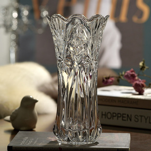 欧式水晶玻璃花瓶，厚重家居摆件鲜花富贵竹插花瓶花器客厅装饰