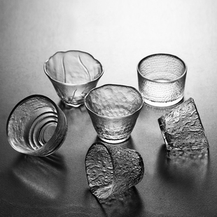 轻奢高颜值锤纹玻璃杯耐热透明家用客厅，待客茶杯喝水杯子杯具套装