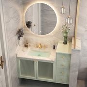 岩板浴室柜陶瓷一体盆，洗手盆柜组合卫生间，洗漱台橡木台盆柜定制