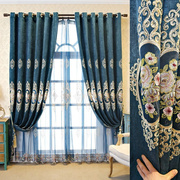 欧式窗帘遮光布北欧(布，北欧)简约雪尼尔卧室客厅，高档大气成品豪华奢华