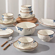 日式碗碟套装家用2024陶瓷，碗盘碗筷餐具，釉下彩中式乔迁盘子碗