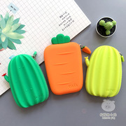 韩版创意可爱胡萝卜仙人掌软硅胶零钱包学生迷你硬币卡包纯色简约