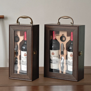烤漆木盒红酒包装礼盒，高档定制葡萄酒箱盒子单双支(单双支)空盒通用
