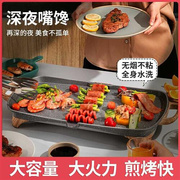 电烧烤炉家用烤肉锅，韩式麦饭石烤肉机室内无烟铁板烧烤肉盘电烤盘