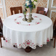 北欧式餐桌大圆桌子布布艺圆形，家用现代简约高档蕾丝小圆桌台布