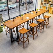 实木吧台桌子商用奶茶店休闲咖啡厅桌椅工业风长条桌子餐厅高脚桌