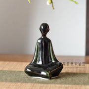 现代中式黑白瑜伽人静坐冥想家居装饰玄关，客厅书房办公室摆设摆件
