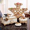欧式高脚果盘套装客厅茶几收纳现代摆件奢华多层家用干果盘装饰品
