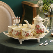 欧式陶瓷咖啡杯子套装，英式下午茶花茶咖啡具高档奢华生日结婚礼物